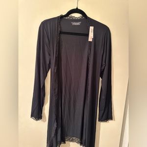 Victoria’s Secret Modal Lace-Trim Robe, Black, Size M/LG